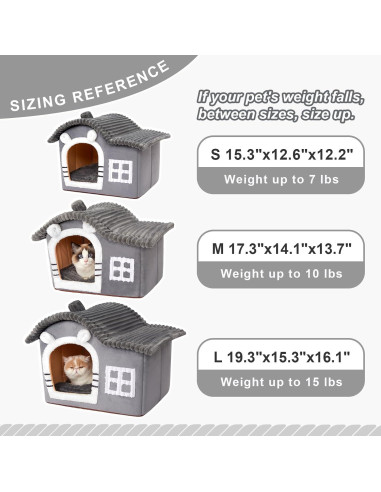 Casa de Gato Suave Jiupety Mediana Gris para Gatos 1.4-4.5 kg