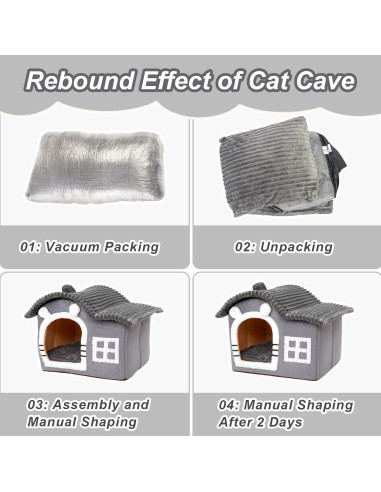 Casa de Gato Suave Jiupety Mediana Gris para Gatos 1.4-4.5 kg