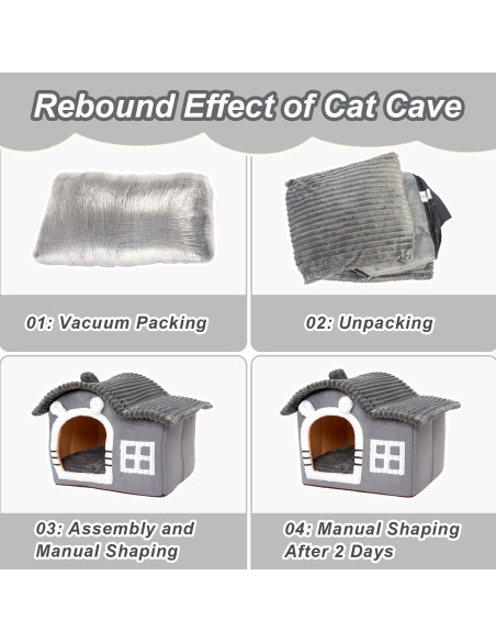 Casa de Gato Suave Jiupety Mediana Gris para Gatos 1.4-4.5 kg