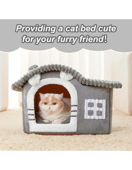 Casa de Gato Suave Jiupety Mediana Gris para Gatos 1.4-4.5 kg