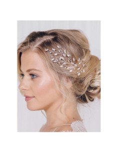 Pinzas de cabello de novia fxmimior - Paquete de 3 perlas y cristales