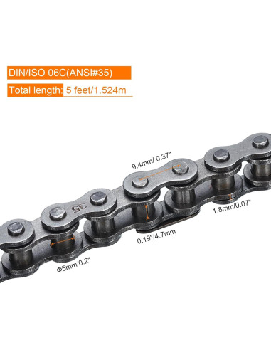 Cadena de Rodillos uxcell 1.52m Acero al Carbono 160 Enlaces