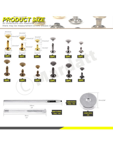 Kit de Remaches de Doble Cabeza Mardatt 600 Juegos 4 Colores