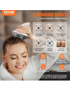Masajeador Eléctrico de Cuero Cabelludo VEVOR K-101 Portátil 2