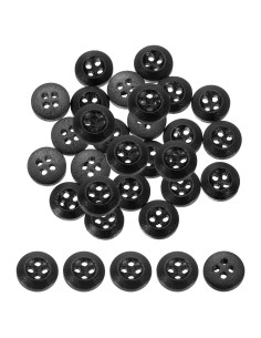 100 Botones de Madera 10mm uxcell 4 Agujeros Negro para Costura
