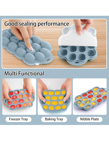Bandeja de Congelador de Silicona Tohecu para Bebés 2 Piezas