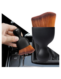 Cepillo de Detalle para Auto Ouzorp - Cerdas Suaves, Negro y Marrón