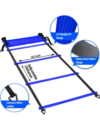 Conjunto de Entrenamiento Agilidad OFYDNR - Escalera 6.1m, 12 Conos, Paracaídas