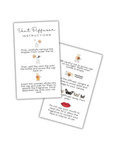 Tarjetas de Instrucciones para Difusores de Automóvil Lashicorn - Paquete de 50