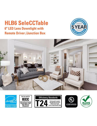 Downlight LED Empotrado HALO HLB 6" Regulable 1150 Lúmenes