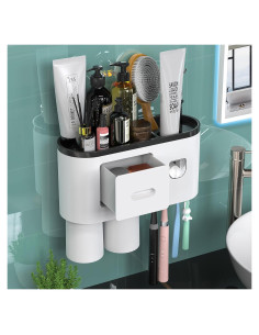 Soporte de Cepillos de Dientes Showgoca Negro con Dispensador