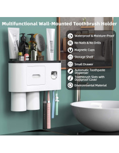 Soporte de Cepillos de Dientes Showgoca Negro con Dispensador 2