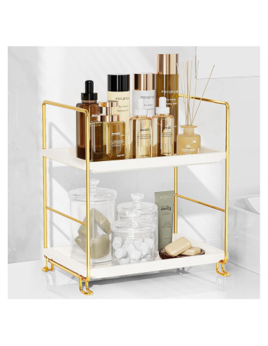 Organizador de Encimera de Baño FSyueyun 2 Niveles Dorado