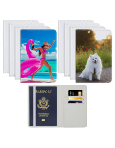8 Fundas de Pasaporte de Sublimación Yeaqee - Cuero PU Blanco