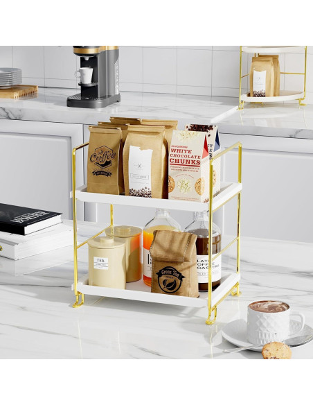 Organizador de Encimera de Baño FSyueyun 2 Niveles Dorado Organizador de Encimera de Baño FSyueyun 2 Niveles Dorado