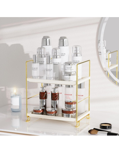 Organizador de Encimera de Baño FSyueyun 2 Niveles Dorado