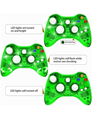 Controlador Inalámbrico INGQI para Xbox 360 Verde con Vibración