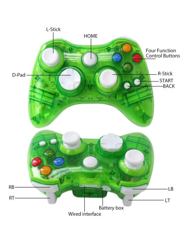 Controlador Inalámbrico INGQI para Xbox 360 Verde con Vibración