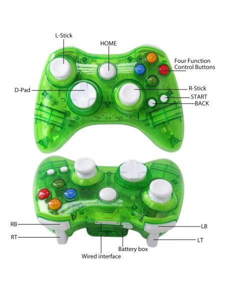 Controlador Inalámbrico INGQI para Xbox 360 Verde con Vibración