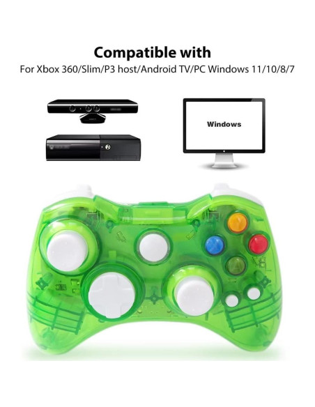 Controlador Inalámbrico INGQI para Xbox 360 Verde con Vibración