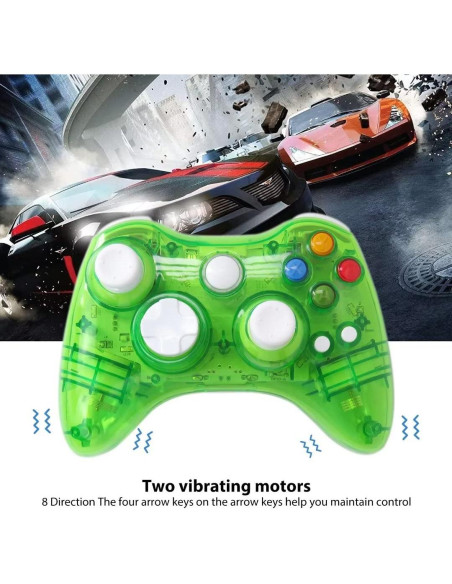 Controlador Inalámbrico INGQI para Xbox 360 Verde con Vibración