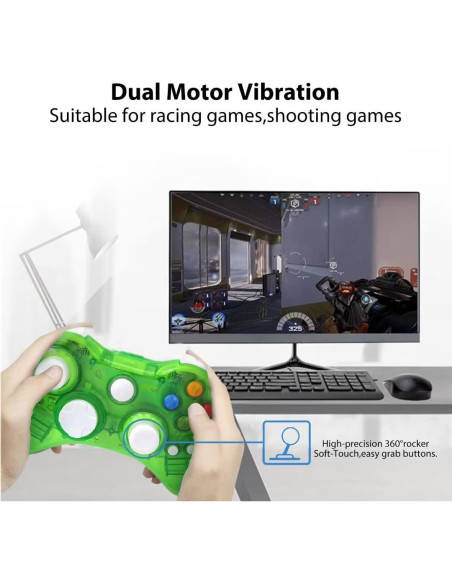 Controlador Inalámbrico INGQI para Xbox 360 Verde con Vibración