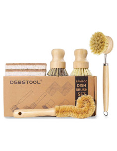 Juego de cepillos de limpieza DEBETOOL 6 piezas de bambú