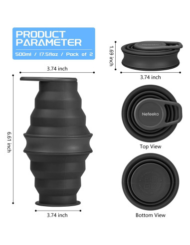Botella de Agua Plegable Nefeeko 500ml Silicona Libre BPA