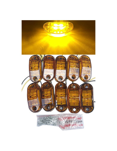 10 Luces LED Ámbar Ovaladas 2.5" Atocayiso para Remolque
