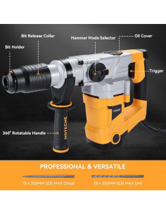 Martillo Rotativo Hoteche SDS Max 12.5A 3 Funciones 10.1kg 2