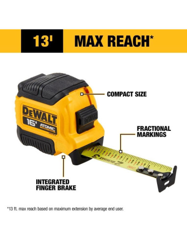 Cinta Métrica DEWALT DWHT38116S 4.9 m con Freno de Dedo