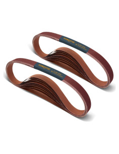 Cintas de Lijado 1x30" POWERTEC 80/120 Granos - 20 Piezas