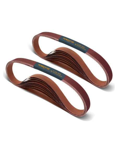 Cintas de Lijado 1x30" POWERTEC 80/120 Granos - 20 Piezas