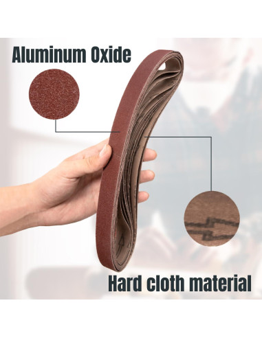 Cintas de Lijado 1x30" POWERTEC 80/120 Granos - 20 Piezas