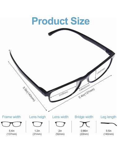 Paquete de 5 Gafas de Lectura Anti-Luz Azul UV400 Unisex