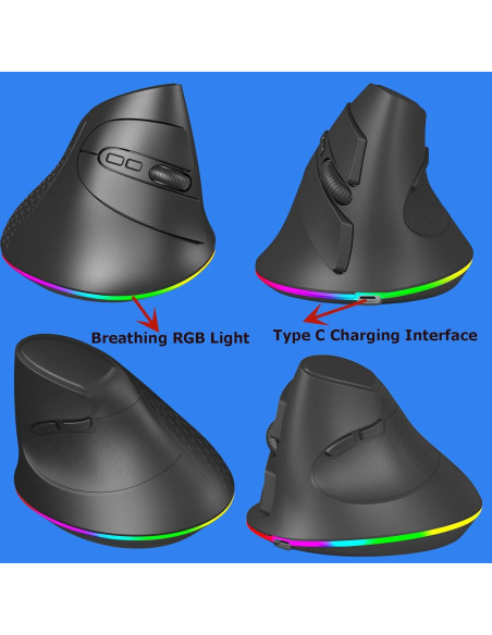 Ratón Inalámbrico Vertical Ergonómico SHARE SUNSHINE RGB