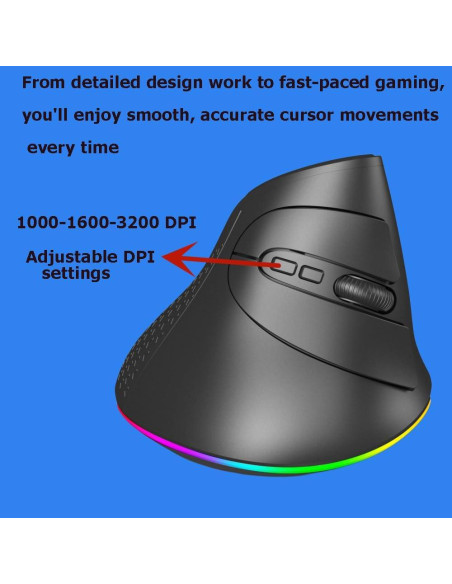 Ratón Inalámbrico Vertical Ergonómico SHARE SUNSHINE RGB