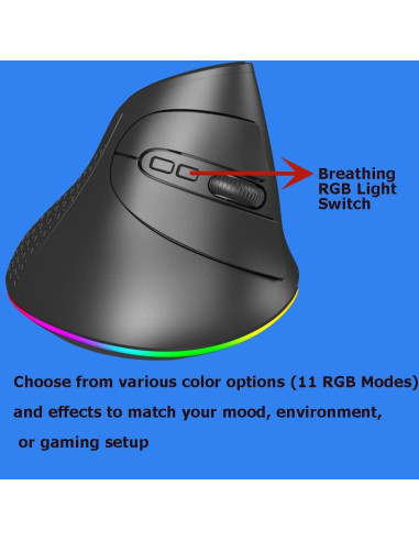 Ratón Inalámbrico Vertical Ergonómico SHARE SUNSHINE RGB