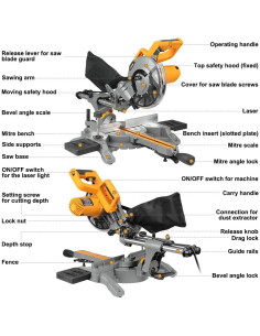 Sierra Ingletadora Deslizante Hoteche 210mm 12.5A con Laser 2