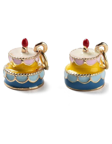 Encantos de Esmalte de Latón LiQunSweet 10 pcs Pastel Cumpleaños