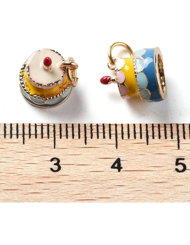 Encantos de Esmalte de Latón LiQunSweet 10 pcs Pastel Cumpleaños