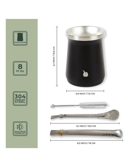 Juego de Taza de Yerba Mate Gaucho Market - Negro Evolución