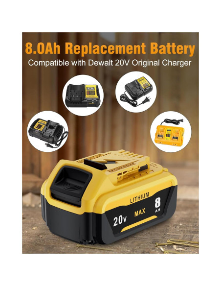 2 Baterías de Ión de Litio 8.0Ah Dewalt 20V Max Compatibles