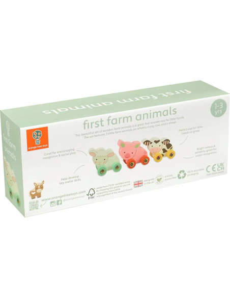 Animales de Granja de Madera con Ruedas Orange Tree - Oveja, Cerdo y Vaca