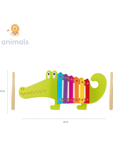 Xilófono Cocodrilo de Madera Orange Tree - Juguete Musical 5x36.4x20.4 cm
