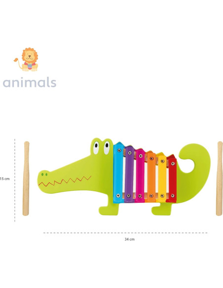 Xilófono Cocodrilo de Madera Orange Tree - Juguete Musical 5x36.4x20.4 cm