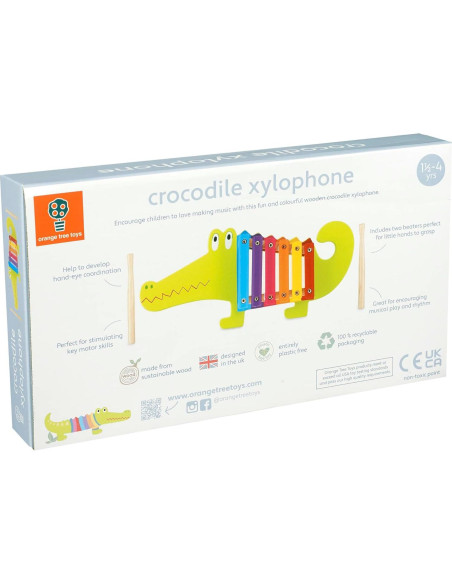 Xilófono Cocodrilo de Madera Orange Tree - Juguete Musical 5x36.4x20.4 cm