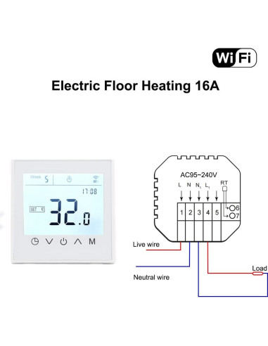Termostato WiFi Programable MincoHome MK100 240V Control Táctil
