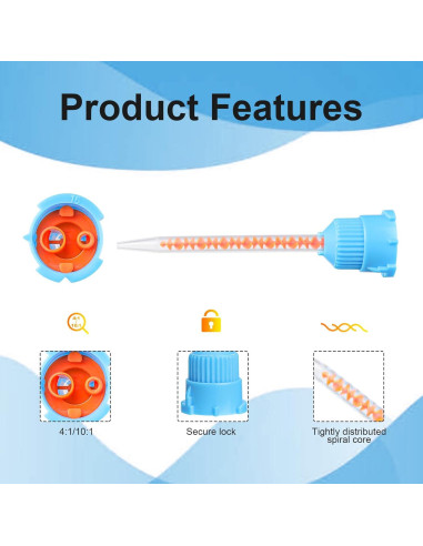 Consejos de Mezcla Dental HelivitaCore 100pcs 4:1 10:1 Azul-Naranja