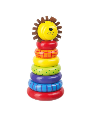 Anillo Apilable de Madera León - Juguete Educativo 12m+